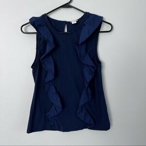 J. Crew navy blue ruffle accent tank top Small